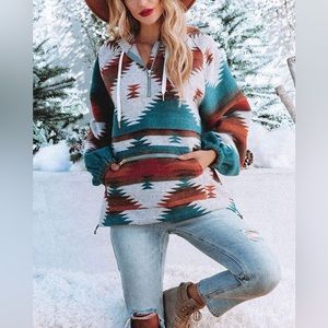 Western North America Aztec Hooded Sweatshirt✨NWT